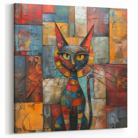 Vibrant Cat Wall Art - Cat Canvas Print - Colorful Cat Decor - Cat Art