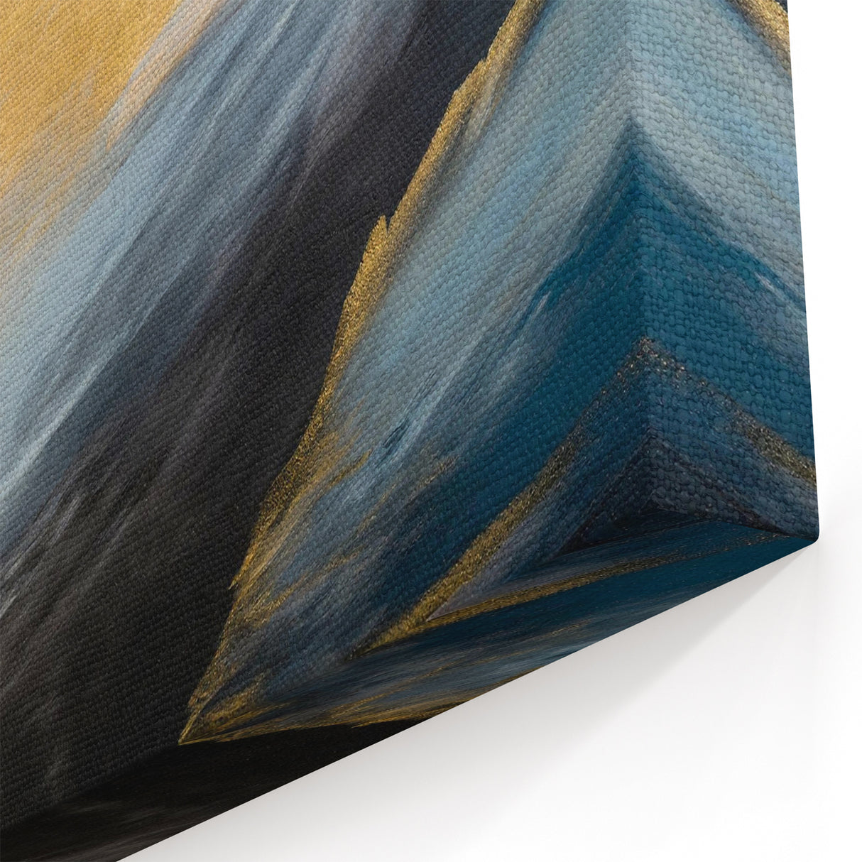 Modern Landscape Abstract | Dynamic Gold and Blue Swirl Canvas Art