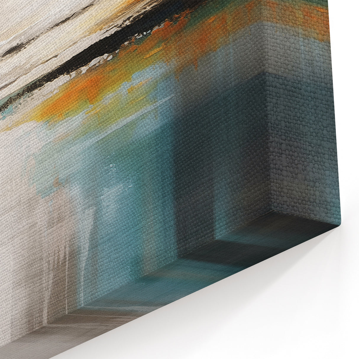 Vibrant Turquoise and Orange Abstract Strokes and Lines Art