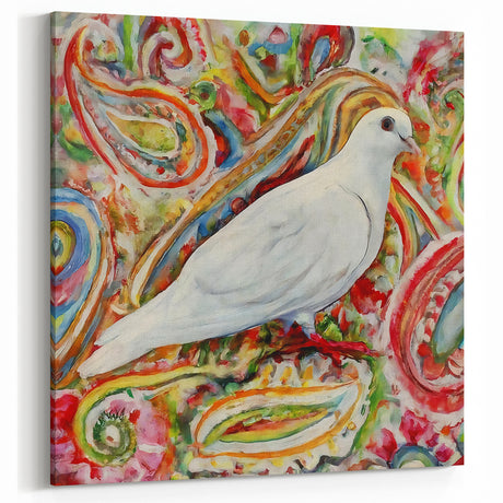 Vibrant Dove Wall Art - Colorful Dove Canvas for Bold Decor