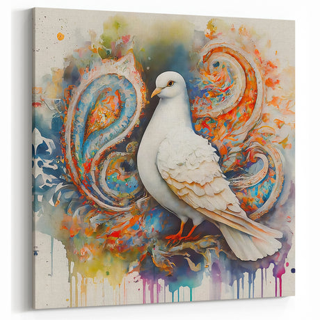 Artistic Dove Wall Art - Colorful Dove Canvas for Creative Decor