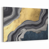Abstract Brush Strokes with Gold and Grey | Modern Line Art Canvas