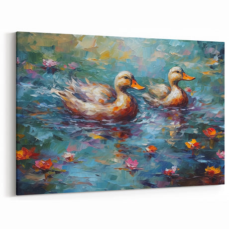 Vibrant Duck Canvas Art - Colorful Duck Wall Art for Modern Decor