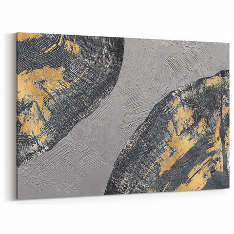 Textured Black and Gold Abstract Art - Modern Canvas