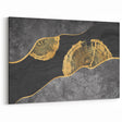 Gold Accents Line Art - Abstract Tree Rings on Black Canvas