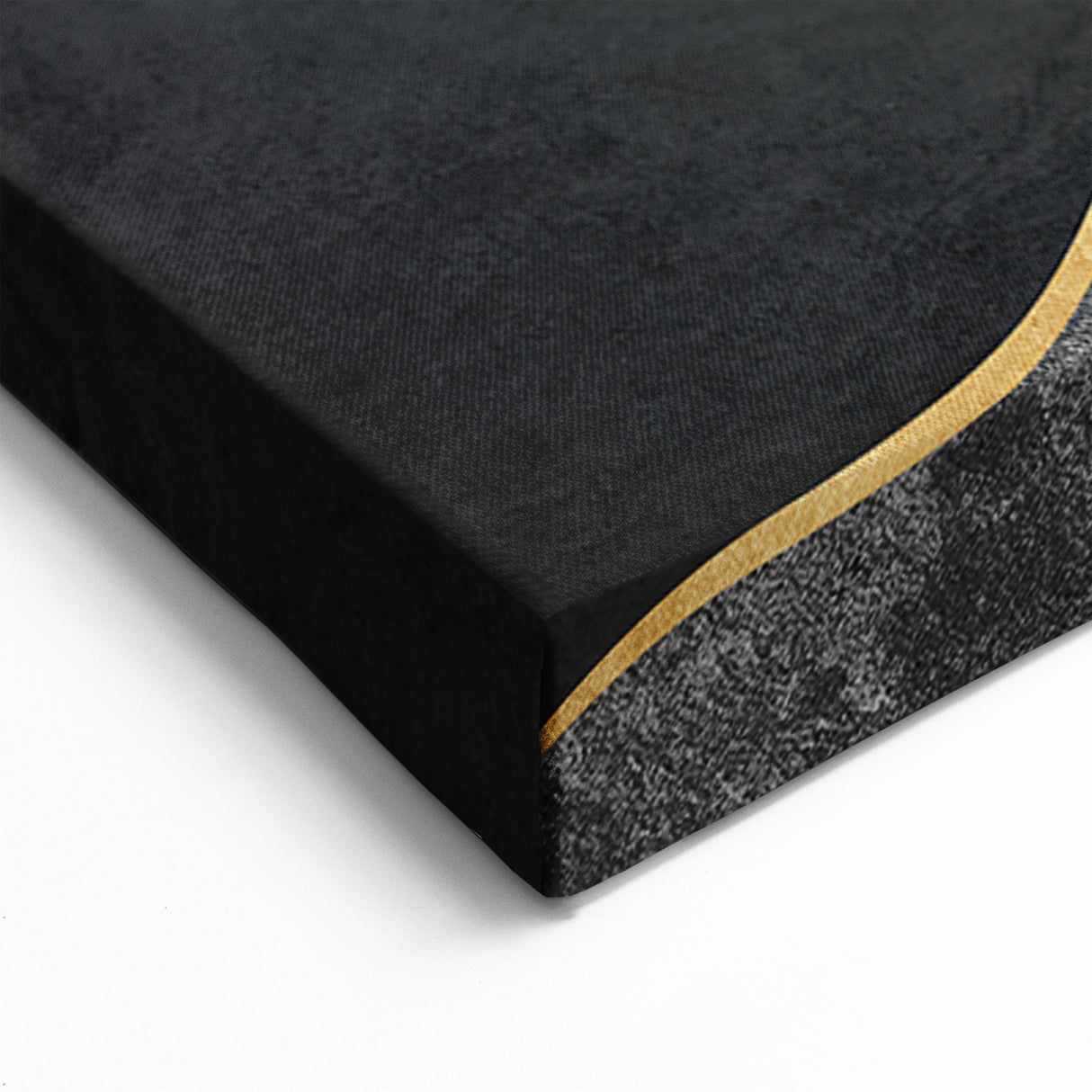 Gold Accents Line Art - Abstract Tree Rings on Black Canvas