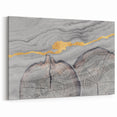 Gold Vein Line Art - Abstract Tree Rings on Grey Canvas