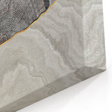 Abstract Line Art - Tree Rings and Gold Wave on Grey Canvas