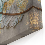 Elegant Teal and Gold Feather Abstract Art - Modern Canvas