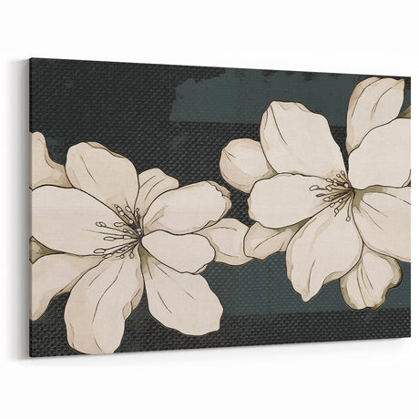 Monochrome Floral Abstract Art - Modern Line Canvas