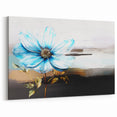 Elegant Floral Abstract Strokes and Lines Art with Blue Petals