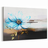 Elegant Floral Abstract Strokes and Lines Art with Blue Petals