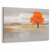 Autumn Solitude Modern Strokes and Lines Abstract Art on Canvas