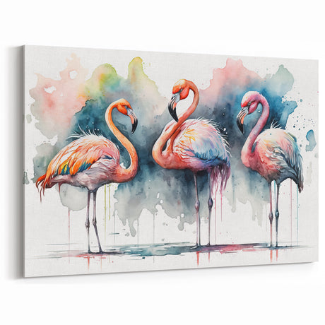 Watercolor Flamingo Wall Art - Artistic Flamingo Canvas Print for Decor