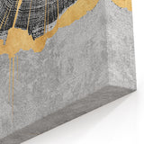 Elegant Geometric Line Art with Gold and Black Accents - Abstract Canvas