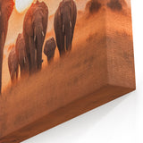 Elephant Herd at Sunset - Majestic Safari Canvas Print