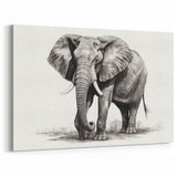 Detailed Elephant Sketch Art - Elegant Black and White Print