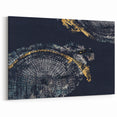 Elegant Rings Abstract Art - Modern Navy Blue and Gold Canvas Print