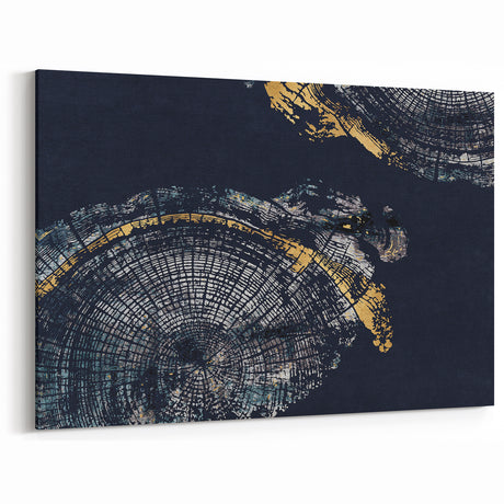 Elegant Rings Abstract Art - Modern Navy Blue and Gold Canvas Print