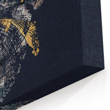 Elegant Rings Abstract Art - Modern Navy Blue and Gold Canvas Print