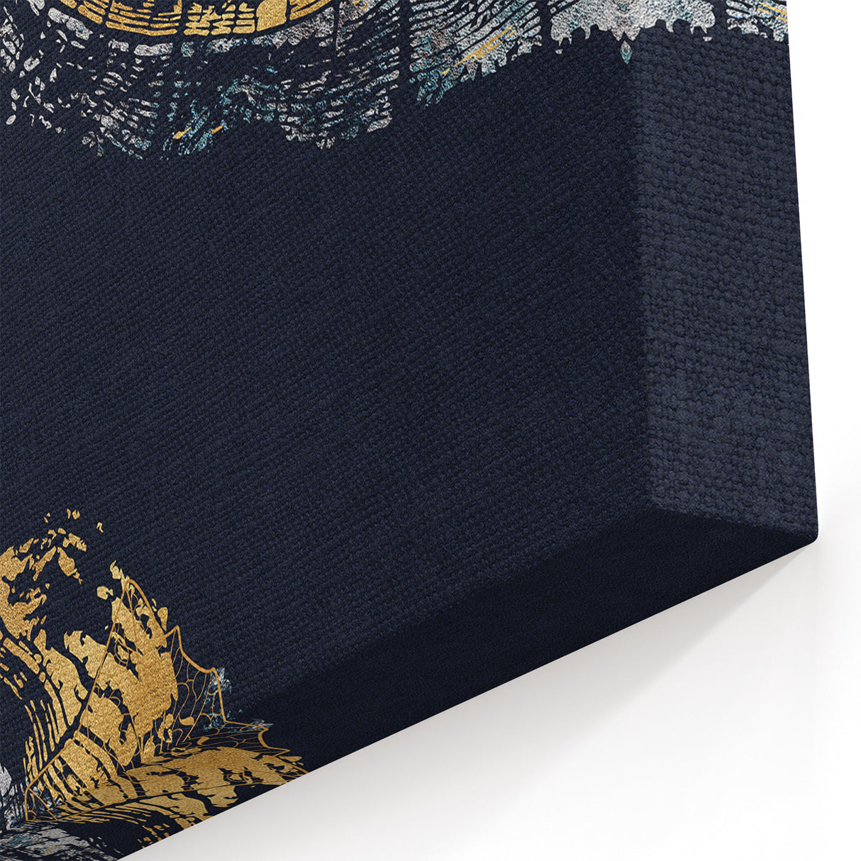 Elegant Leaf Rings Abstract Art - Modern Navy Blue and Gold Canvas Print