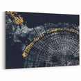 Elegant Abstract Rings Art - Modern Navy Blue and Gold Canvas Print