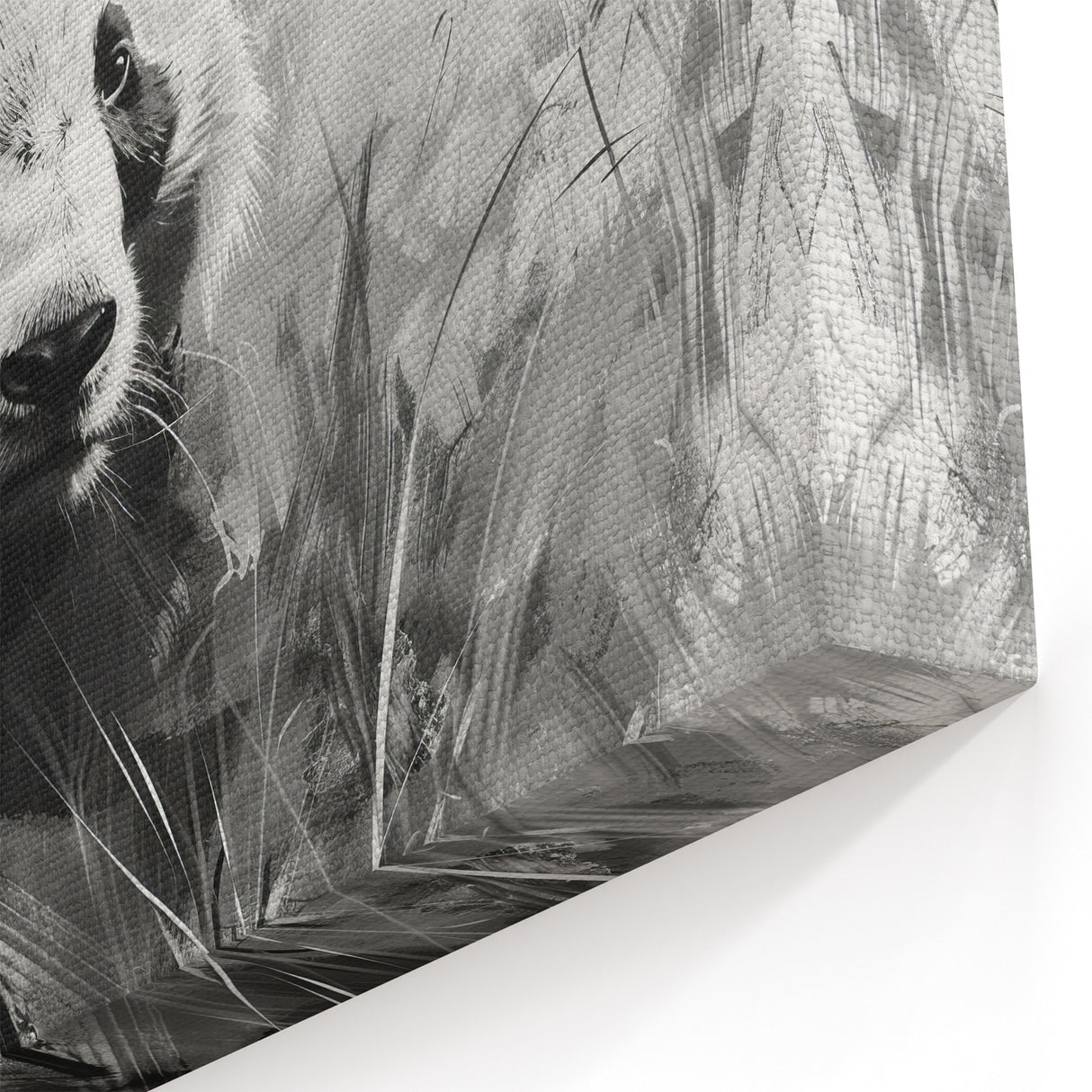 Monochrome Panda Canvas Print - Black and White Panda Art