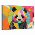 Playful Geometric Panda Canvas Print - Colorful Panda Art