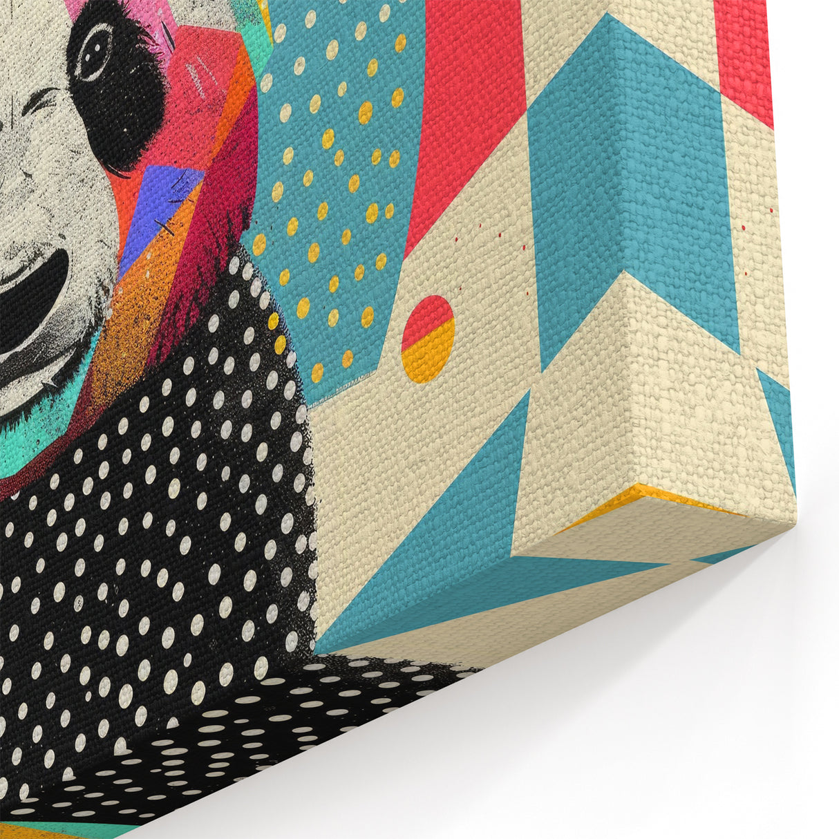 Playful Geometric Panda Canvas Print - Colorful Panda Art