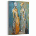 Abstract Figures in Blue and Gold | Modern Figurative Wall Art Canvas