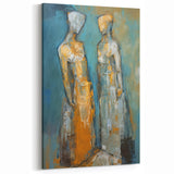 Abstract Figures in Blue and Gold | Modern Figurative Wall Art Canvas