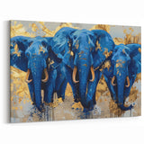 Vibrant Blue Elephant Wall Art - Bold Canvas Print for Modern Decor