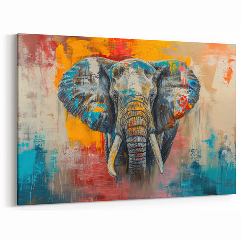 Colorful Abstract Elephant Art - Vibrant Safari-Inspired Canvas Print