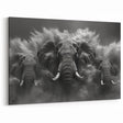 Thunderous Elephant Charge - Dramatic Black and White Canvas Art