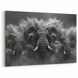 Elephant Stampede - Powerful Black and White Canvas Art