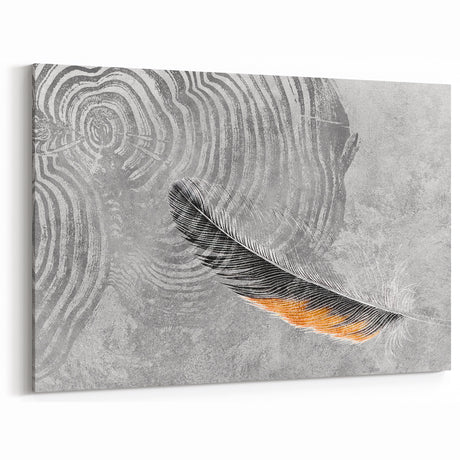 Black and Orange Feather Abstract Art - Strokes and Lines Canvas