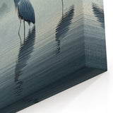 Heron Canvas Art - Peaceful Herons in Misty Lake Landscape Decor