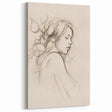 Minimalist Abstract Art of Woman with Leaves - Elegant Wall Decor