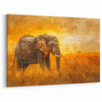 Sunset Safari Elephant Wall Art - Vibrant Wildlife Canvas Print