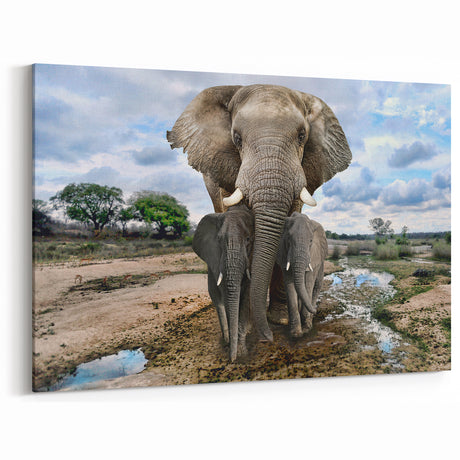 Elephant Family Wall Art - Majestic Wildlife Canvas & Framed Prints