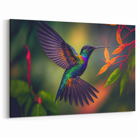 Vivid Hummingbird Wall Art - Colorful Hummingbird Decor & Canvas Print