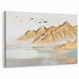 Golden Mountain Landscape Abstract Art - Contemporary Geometric Design