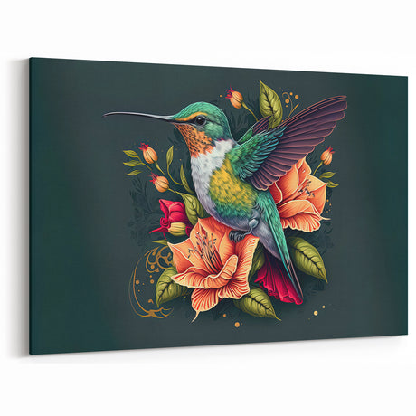 Colorful Hummingbird Wall Art - Vibrant Hummingbird Canvas Print Decor