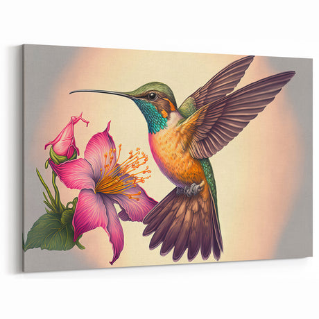 Vibrant Hummingbird Canvas Art - Colorful Hummingbird Wall Decor Print