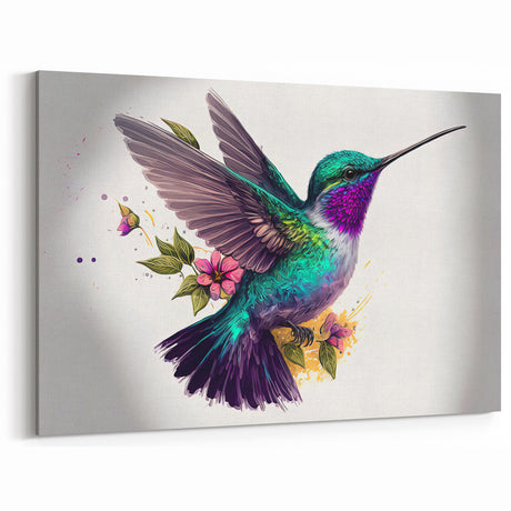 Stunning Hummingbird Wall Art - Colorful Hummingbird Canvas Print Decor