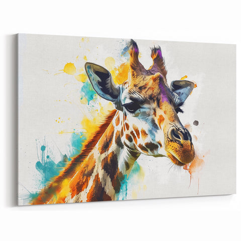Vibrant Giraffe Wall Art - Colorful Wildlife Canvas Print