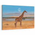 Giraffe at Moonlit Watering Hole - Canvas, Framed & Acrylic Prints