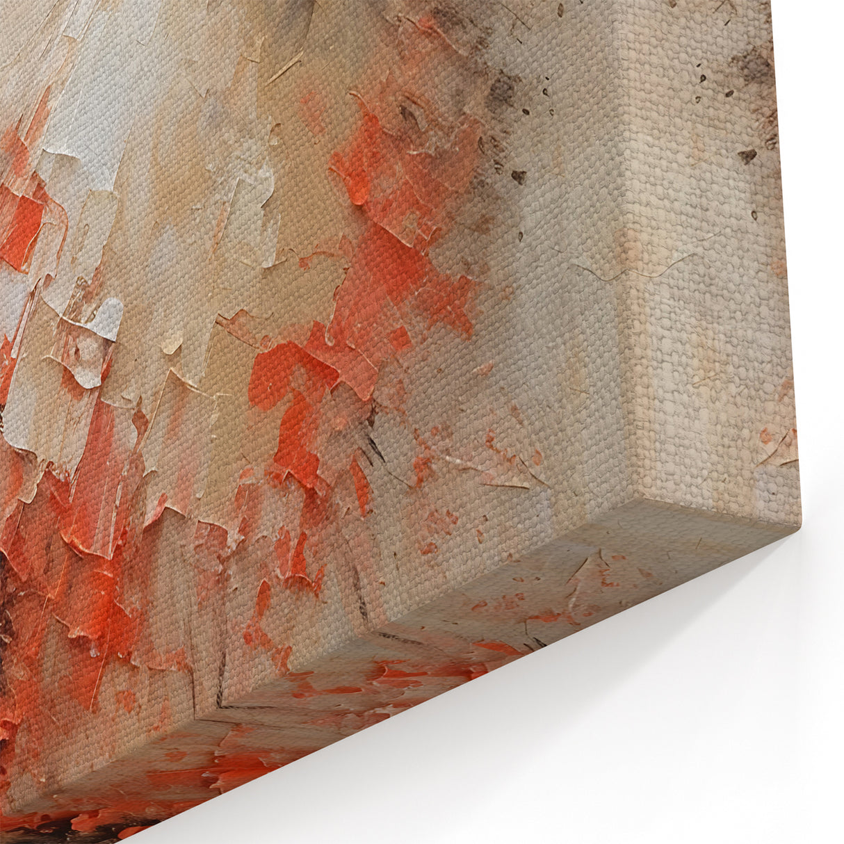 Vibrant Figurative Abstract Art - Dancing Duo in Beige and Coral Hues
