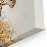Serene Giraffe Wall Art - Floral Wildlife Watercolor Canvas Print