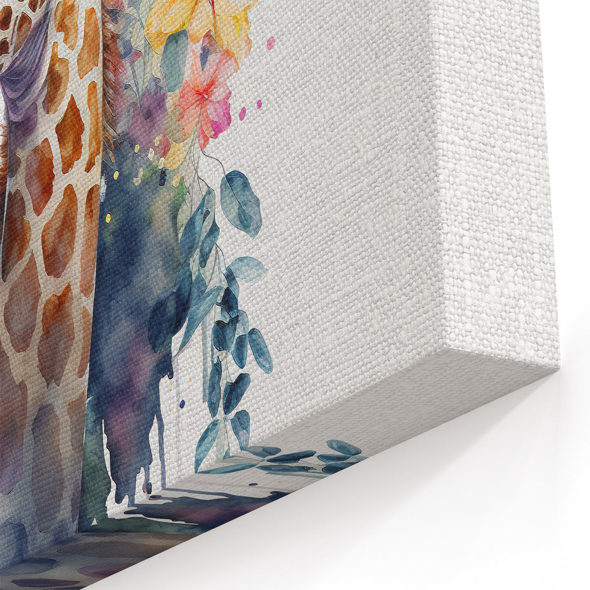 Floral Giraffe Watercolor Art - Elegant Canvas, Framed & Acrylic Prints